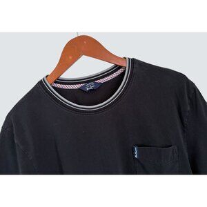 Ben Sherman Ringer Pocket Tee Black Chest Pocket Ribbed Striped Collar & Cuffs X